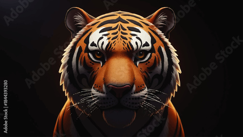 Close up of tiger face portrait.