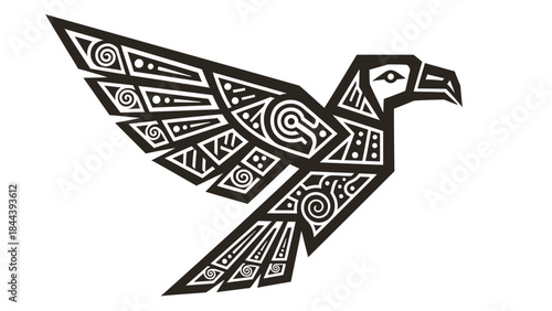 Stylized Bird Illustration with Geometric Patterns.