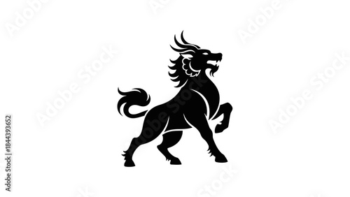 Black Dragon Silhouette Illustration Artwork.