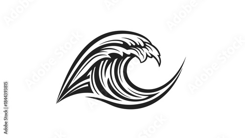 Black and White Wave Illustration Design.