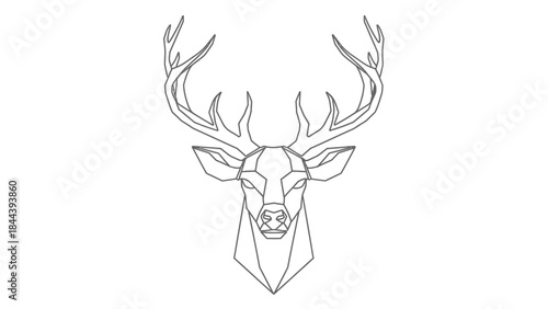 Geometric Deer Head with Antlers Illustration.