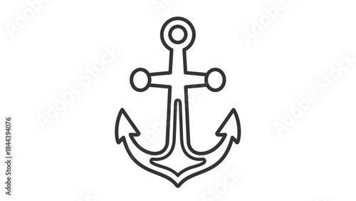 Simple Black and White Anchor Illustration.