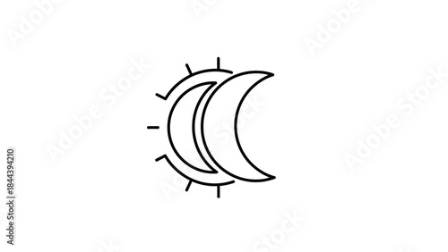Simple Line Art Sun and Moon Symbol.