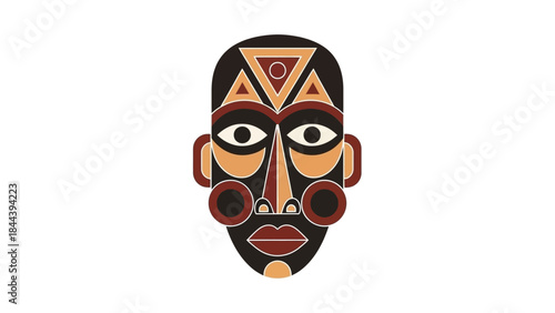 Colorful Tribal Mask with Geometric Patterns.