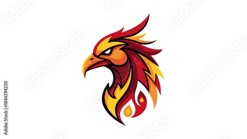 Colorful Phoenix Head Logo Design Element.