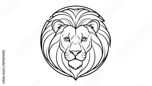 Lion Head Illustration with Flowing Mane.