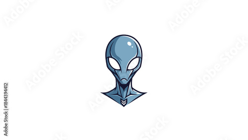 Blue Cartoon Alien Head Illustration.