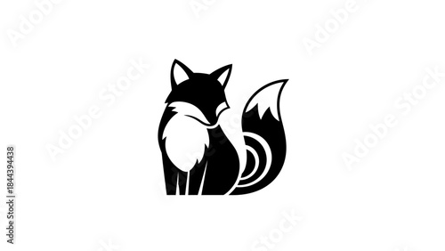 Black and White Fox Silhouette Illustration.