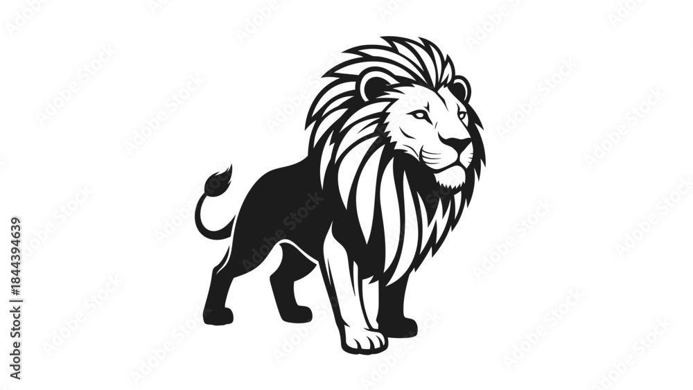 Fototapeta premium Black and White Lion Illustration.