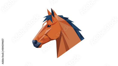 Low Poly Geometric Horse Head Illustration.