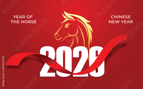 2026. Year of the horse. Chinese new year. lunar new year red background with gradient for poster, greeting card. 2026 happy new year celebration