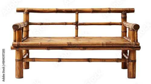 Natural bamboo bench showcasing unique craftsmanship, handcrafted organic texture transparent png background. Ai generated