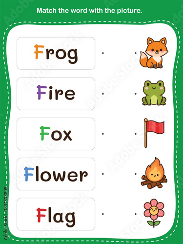 Match the word with the picture. Fun and Educational Worksheet for Preschool and Kindergarten Activities.