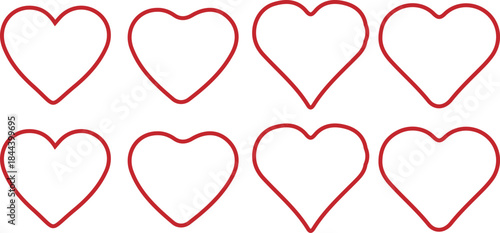 8 red line icons set vector design illustration 