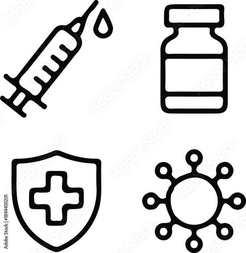 medical immunity line four set icons vector illustration design art 