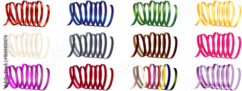 Set of realistic different multi color ribbon. Elements for design. Vector ribbon various colors isolated on white background