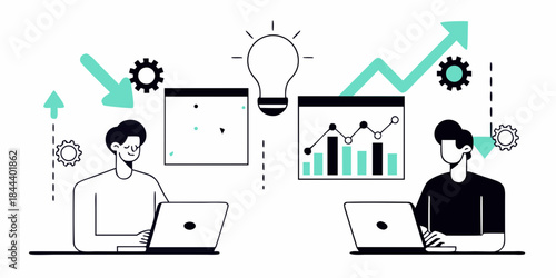 Innovation and collaboration people working with technology and ideas