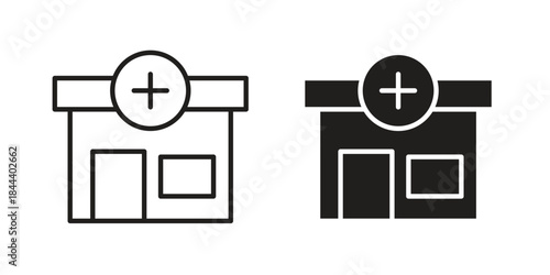 Pharmacy icon flat and stroke collection for ui ux work.