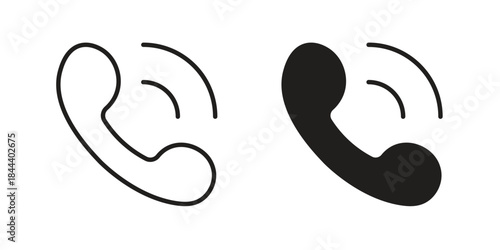 Phone call icon flat and stroke collection for ui ux work.