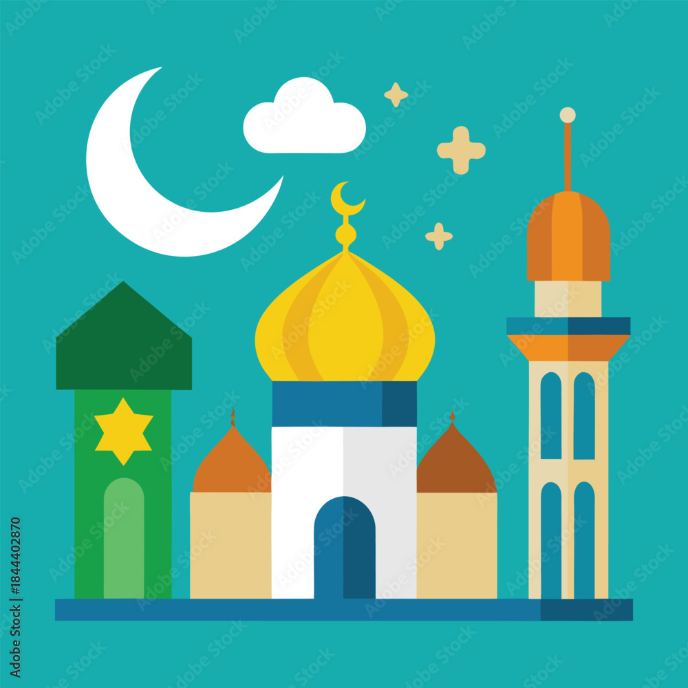 Fototapeta premium Modern flat design collection of religious symbols for eid celebrations and islamic cultural events