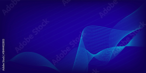 Blue abstract wave background with copy space.and Abstract Waving Line Particle Technology Background
