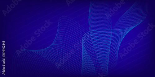 Blue abstract wave background with copy space.and Abstract Waving Line Particle Technology Background