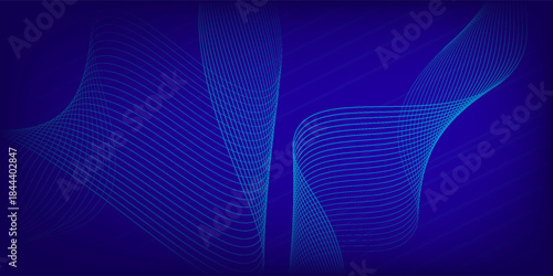 Blue abstract wave background with copy space.and Abstract Waving Line Particle Technology Background