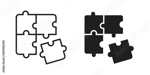 Puzzle icon flat and stroke collection for ui ux work.