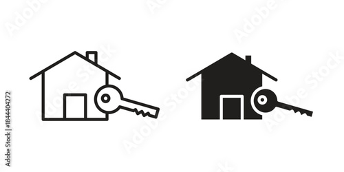 Selling or rent home icon flat and stroke collection for ui ux work.