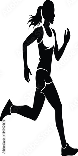 Silhouette of a woman running showcasing athleticism and dynamic movement