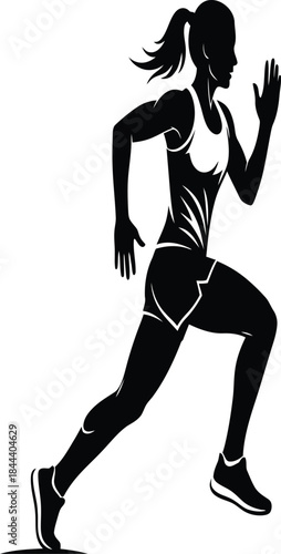 Silhouette of a woman running showcasing athletic movement and dynamic form