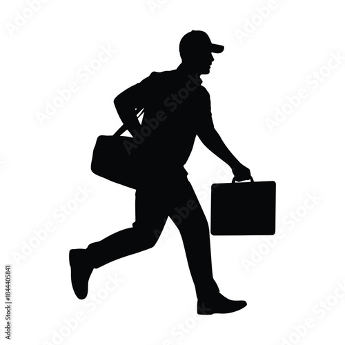 Businessman Running with Briefcase Silhouette