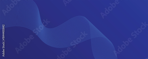 Abstract blue gradient flowing wave lines on dark background. Glowing lines. Shiny moving lines design. Futuristic banner template. Suit for poster, banner, cover, website, design