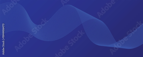 Abstract blue gradient flowing wave lines on dark background. Glowing lines. Shiny moving lines design. Futuristic banner template. Suit for poster, banner, cover, website, eps10