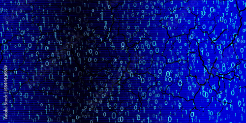 Blue Binary Data Software Programming Code Background. Random Parts of Program Code. Digital Data Technology Concept. 1 0 Machine Code. Random Binary Data Matrix Wide Vector Illustration.
