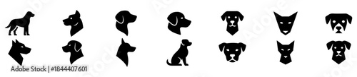 Collection of dog silhouettes isolated on transparent background, isolated on white background, Vector, illustration