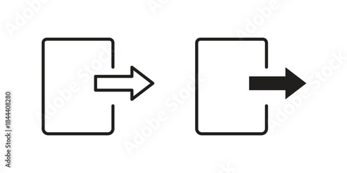 Sign out icon set. Outline symbol editable.