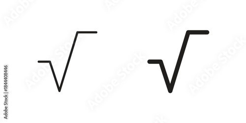 Square root icon set. Outline symbol editable.