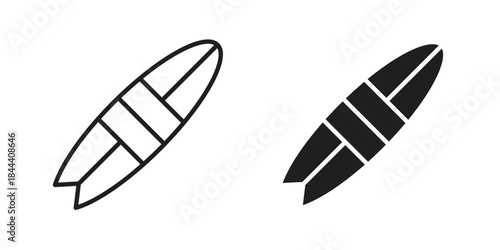 Surfing icon set. Outline symbol editable.