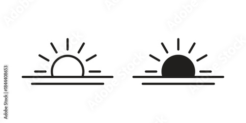 Sunrise icon set. Outline symbol editable.