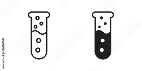 Test tube icon set. Outline symbol editable.