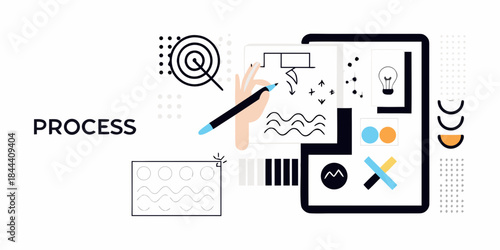 Visualizing the creative process design thinking ideas and digital workflow concepts