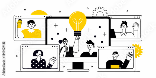 Online collaboration and virtual meetings connecting people through technology and ideas