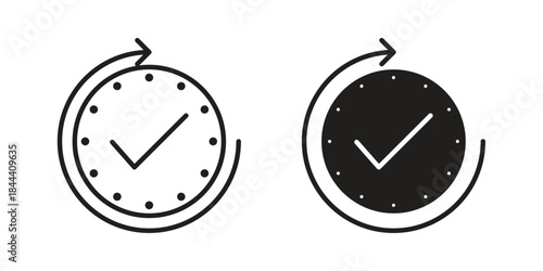 Time check icon set. Outline symbol editable.