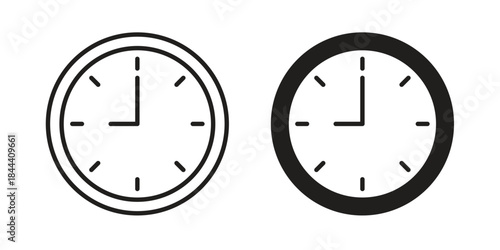 Time clock icon set. Outline symbol editable.