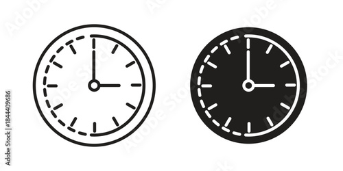 Time quarter past icon set. Outline symbol editable.
