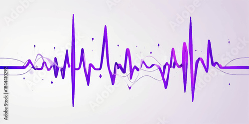 Heartbeat pulse wave on a medical monitor screen showing a green EKG cardiogram line and frequency rate graph for hospital technology illustration