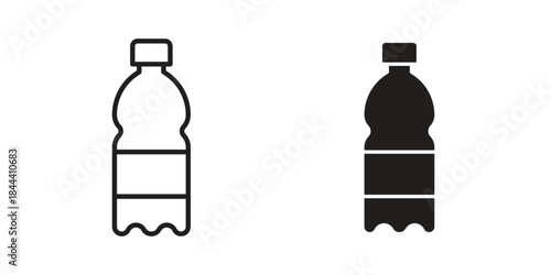 Water bottle icon set. Outline symbol editable.