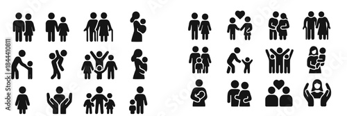 Family Relationship Pictogram Set With Parents Children And Love Illustration Design