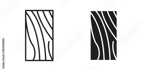 Wood board icon set. Outline symbol editable.